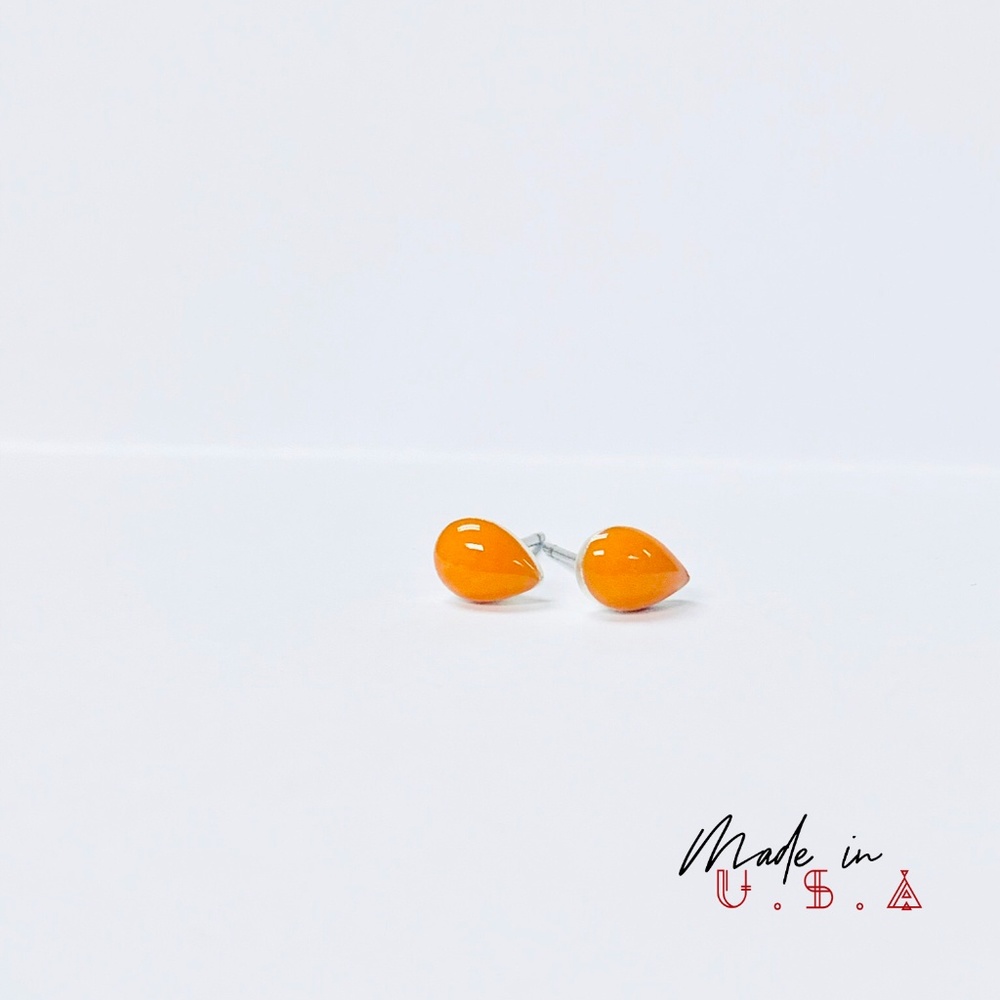 Petite Petal Shaped Earrings - Orange